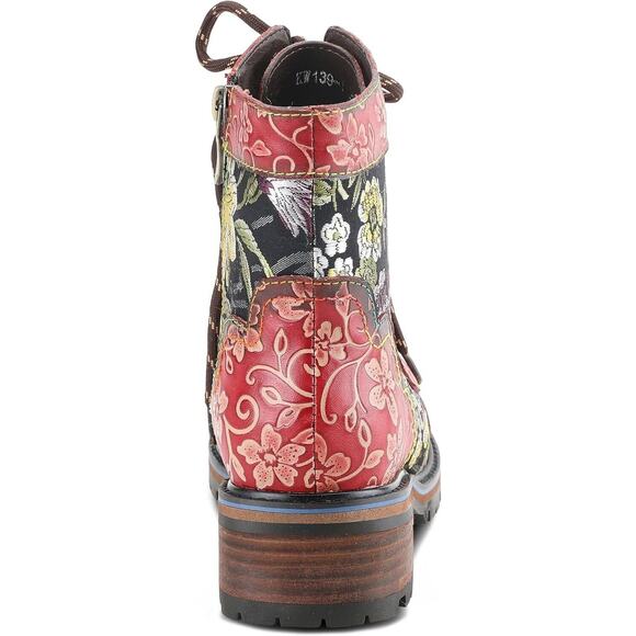 L'Artiste by Spring Step Womens Fantastic Leather Combi Bootie -- Red Multi NEW - Picture 4 of 7